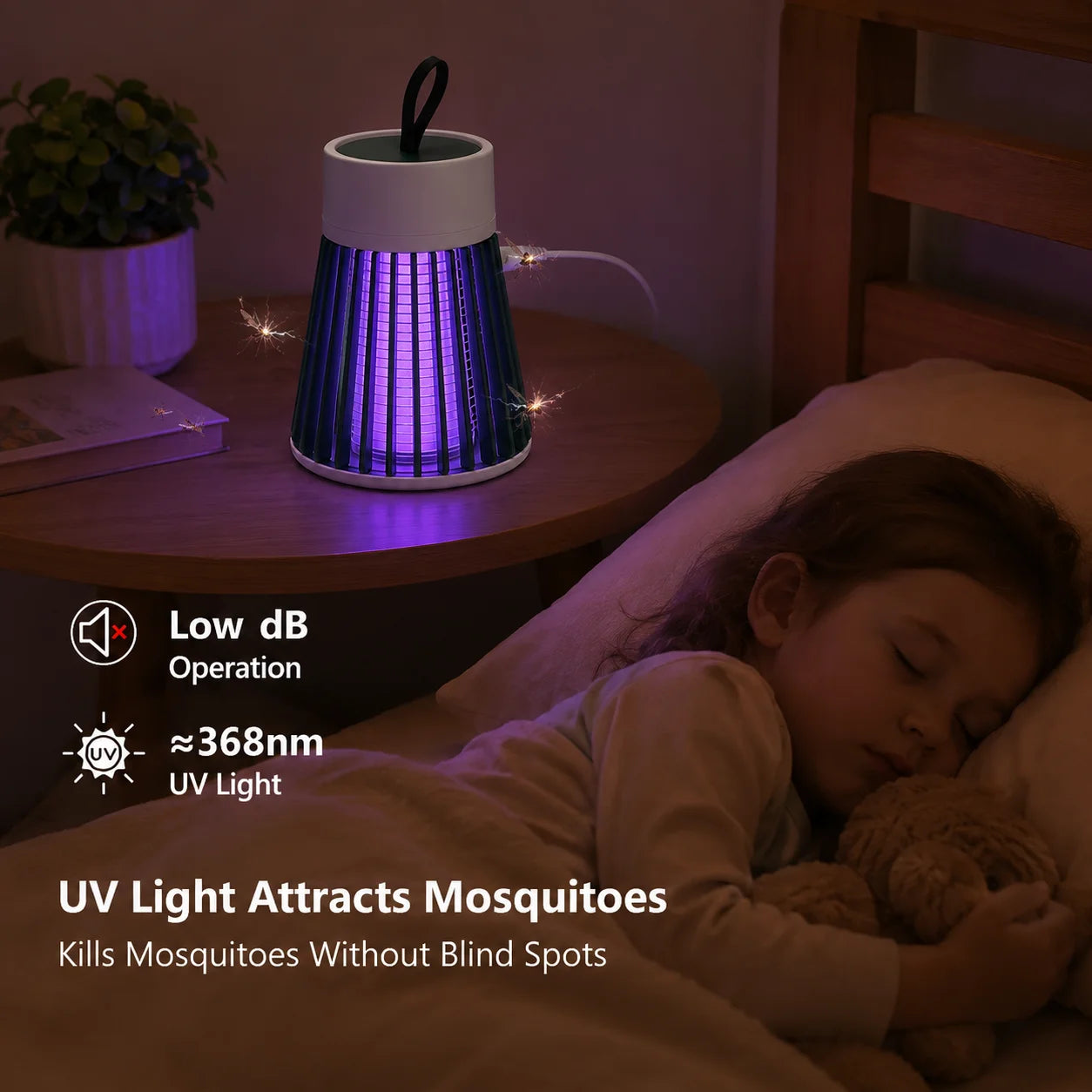 USB Type-C Mosquito Killer Lamp Electric Bug Zapper UV Insect Trap for Bedroom Outdoor Camping Gnats Flies Wasps