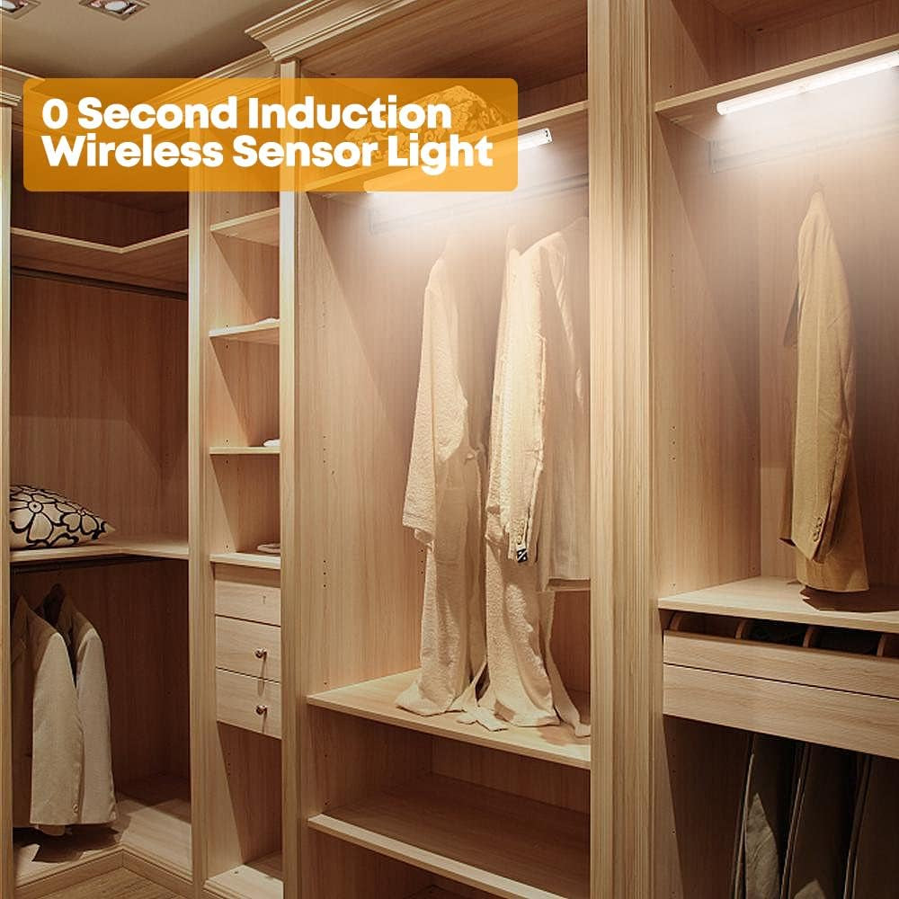 Motion Sensor Lights Rechargeable 40 Leds Wireless Dimming Indoor Night Light, Auto On/Off with Magnetic Stickers for Stick-On Anywhere for Stairs,Under Cabinet,Closet,Room, Wardrobe (6000K, 1 Pack)