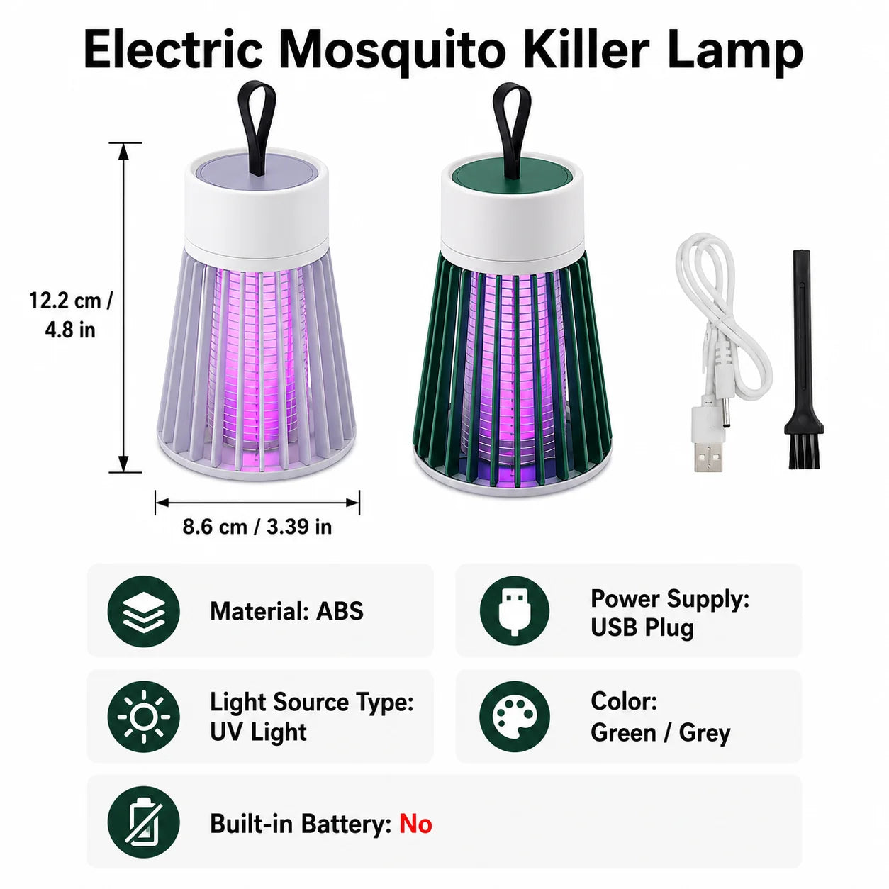 USB Type-C Mosquito Killer Lamp Electric Bug Zapper UV Insect Trap for Bedroom Outdoor Camping Gnats Flies Wasps