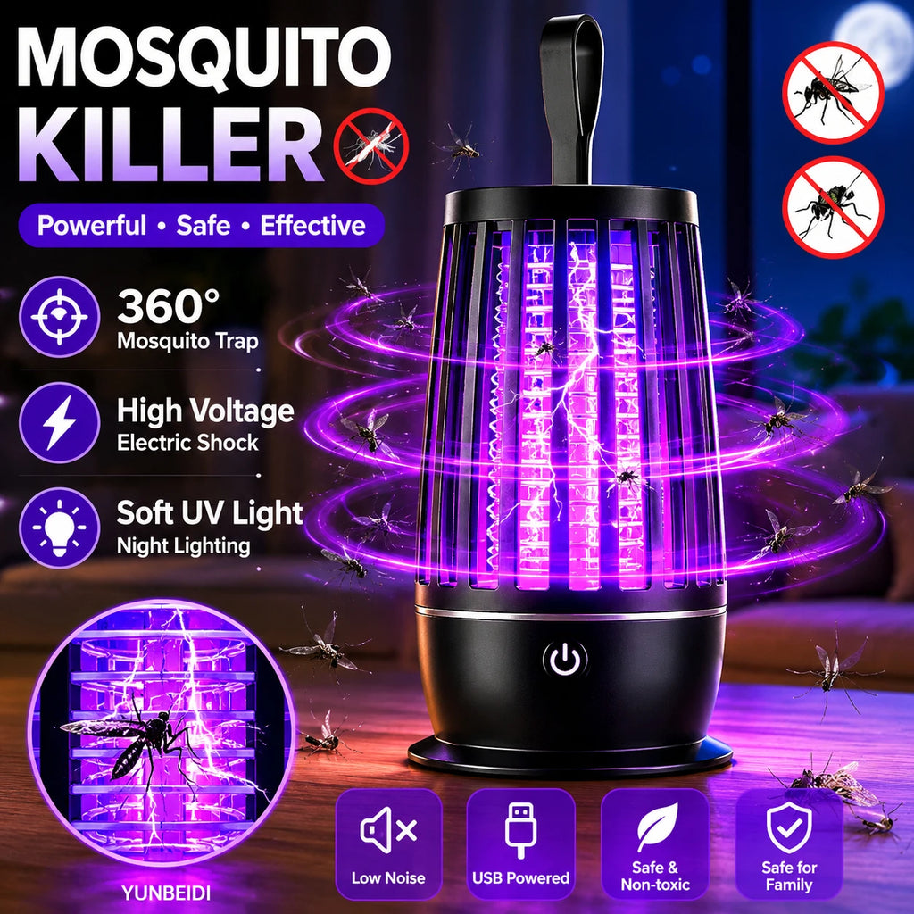 Mosquito Killer Lamp 2-In-1 UV Mosquito Killer Quiet Night Light USB Rechargeable Insect Killer Outdoor Mosquito Killer Lamp