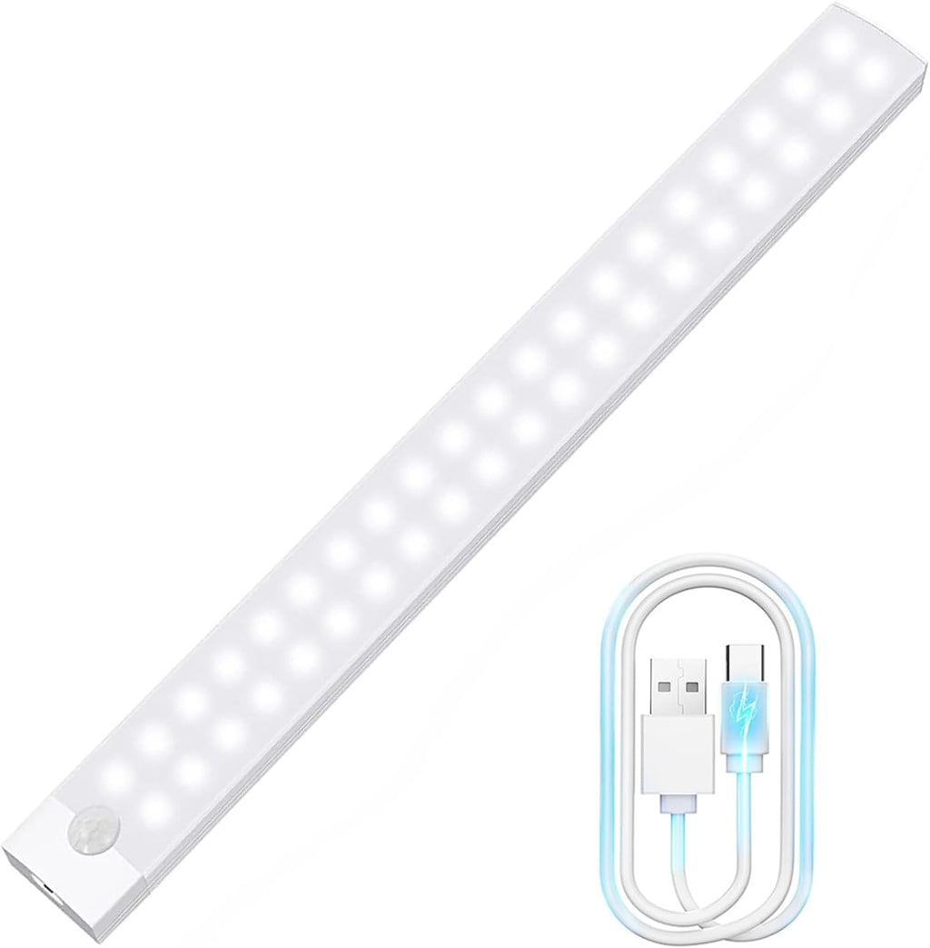 Motion Sensor Lights Rechargeable 40 Leds Wireless Dimming Indoor Night Light, Auto On/Off with Magnetic Stickers for Stick-On Anywhere for Stairs,Under Cabinet,Closet,Room, Wardrobe (6000K, 1 Pack)