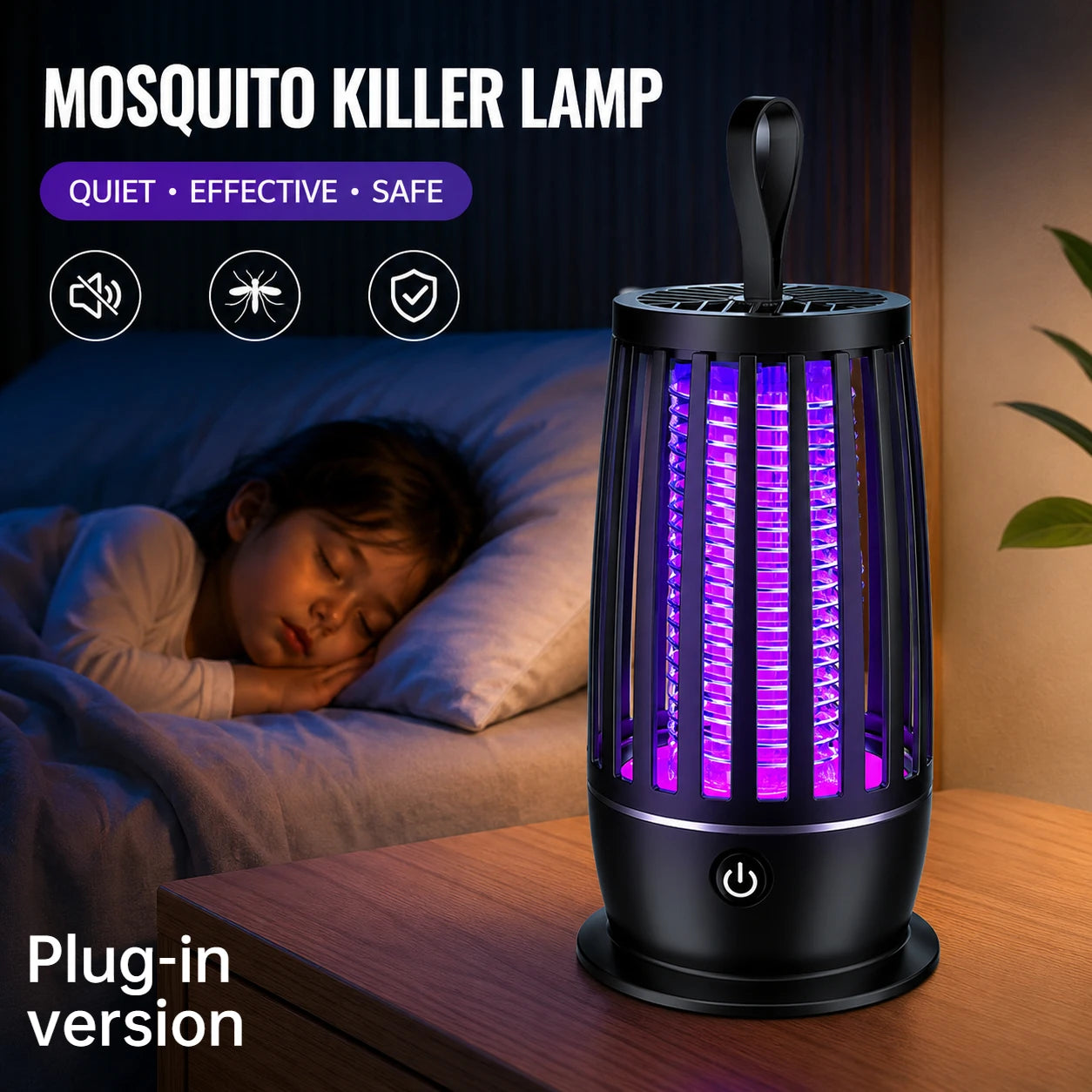Mosquito Killer Lamp 2-In-1 UV Mosquito Killer Quiet Night Light USB Rechargeable Insect Killer Outdoor Mosquito Killer Lamp