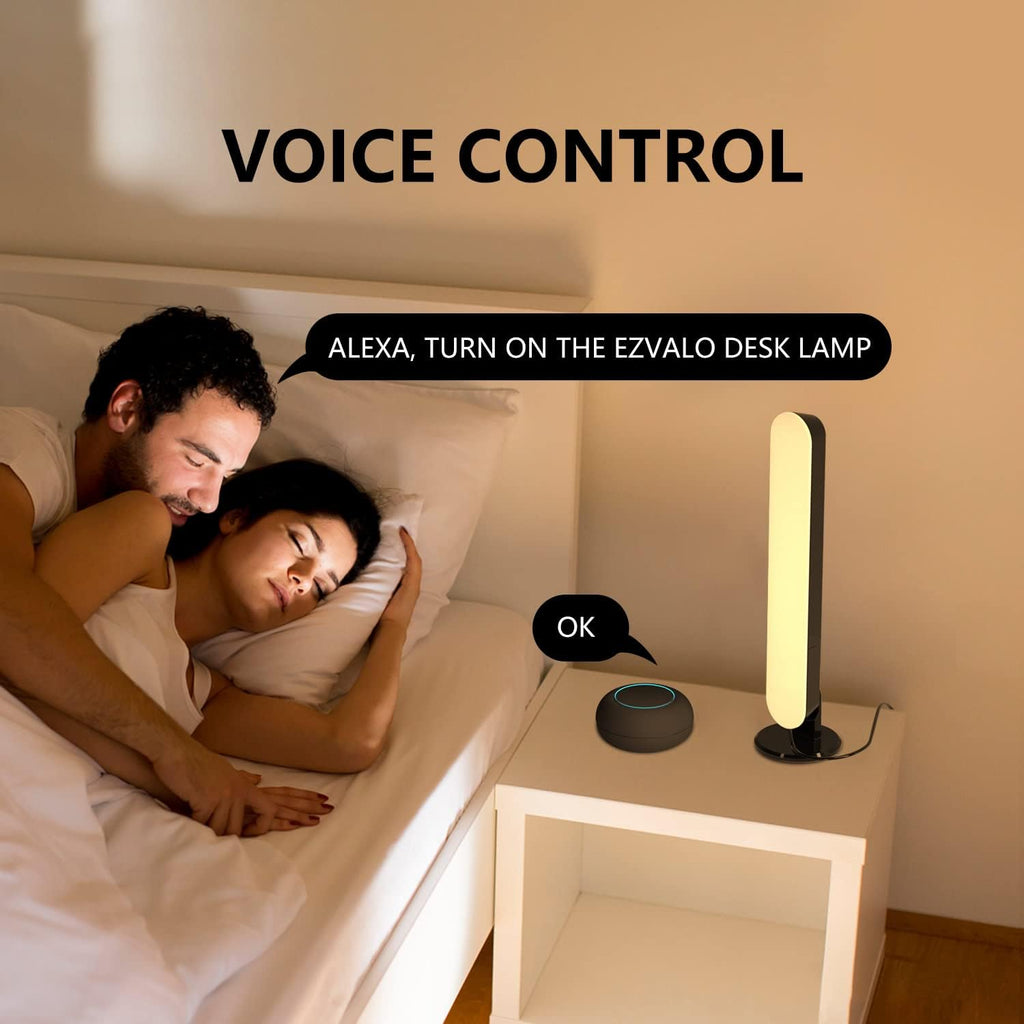 Smart Desk Lamp with Wifi APP Control - Compatible with Alexa and Google - Adjustable White and RGB Colors, Music Sync USB Bedside Lamp - Perfect for Bedroom, Gaming Lamp, Home Office