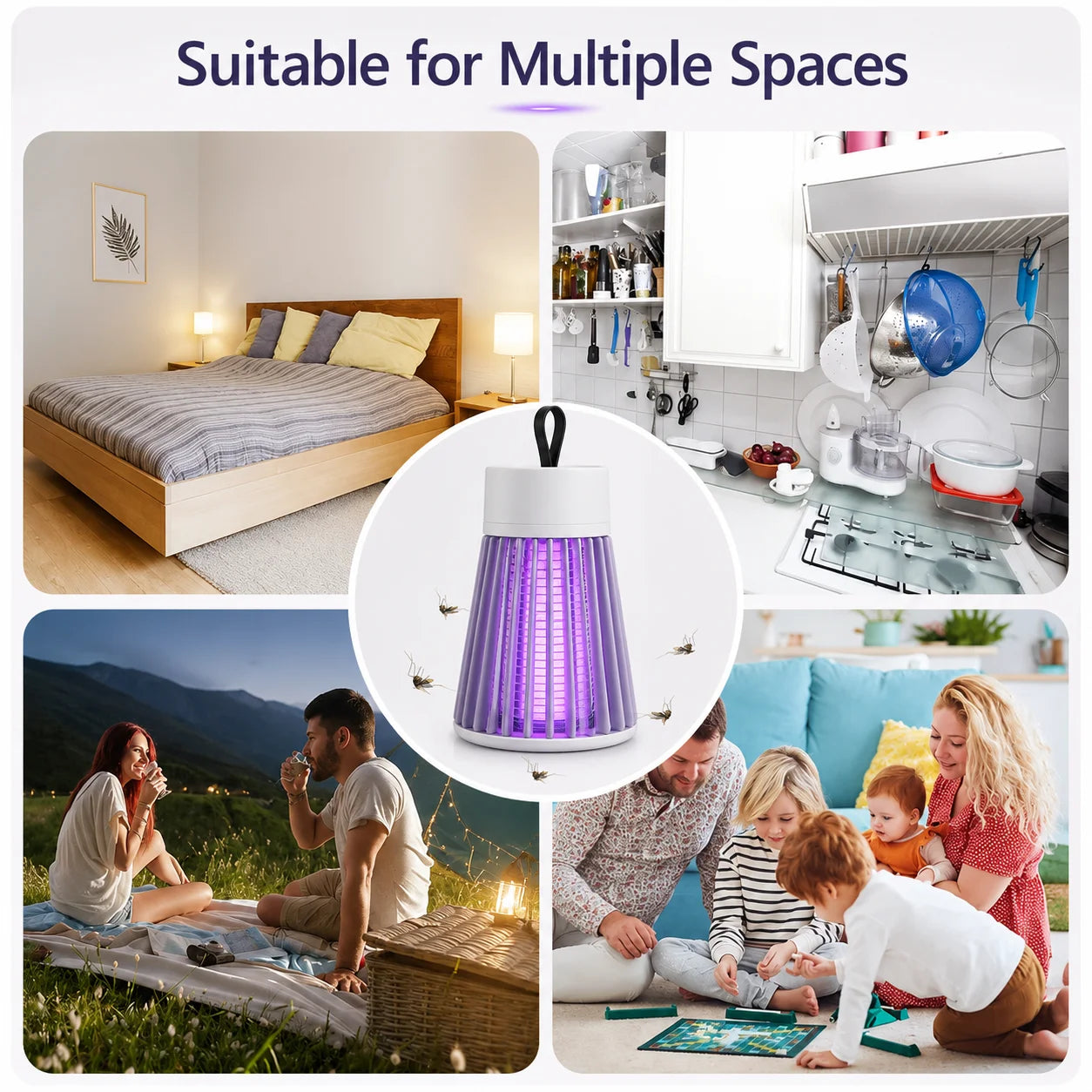 USB Type-C Mosquito Killer Lamp Electric Bug Zapper UV Insect Trap for Bedroom Outdoor Camping Gnats Flies Wasps
