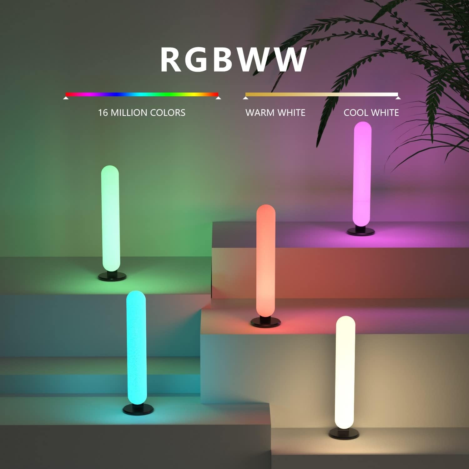 Smart Desk Lamp with Wifi APP Control - Compatible with Alexa and Google - Adjustable White and RGB Colors, Music Sync USB Bedside Lamp - Perfect for Bedroom, Gaming Lamp, Home Office